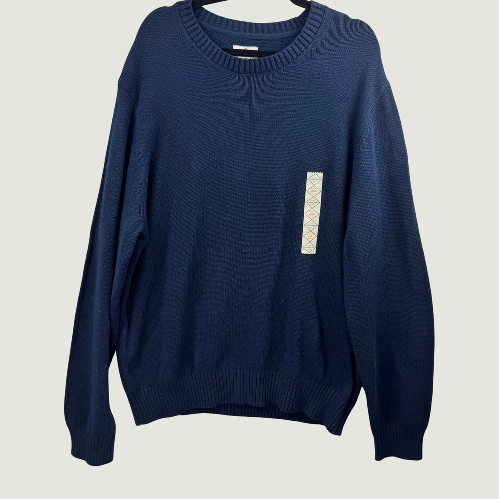 St. John's Bay Sweater Mens XXL Navy Blue Cotton Crewneck Classic NEW NWT